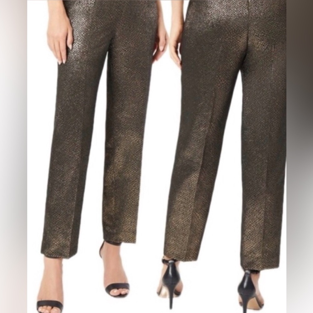 NWT Anne Klein Gold Metallic Snake Jaquard Pants - SZ10